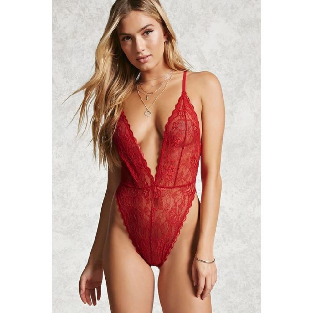 Semi-Sheer Lace Teddy